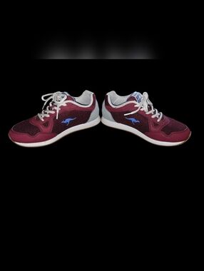 Vintage KangaROOS berry-colored women's sneakers featuring a signature side zipp